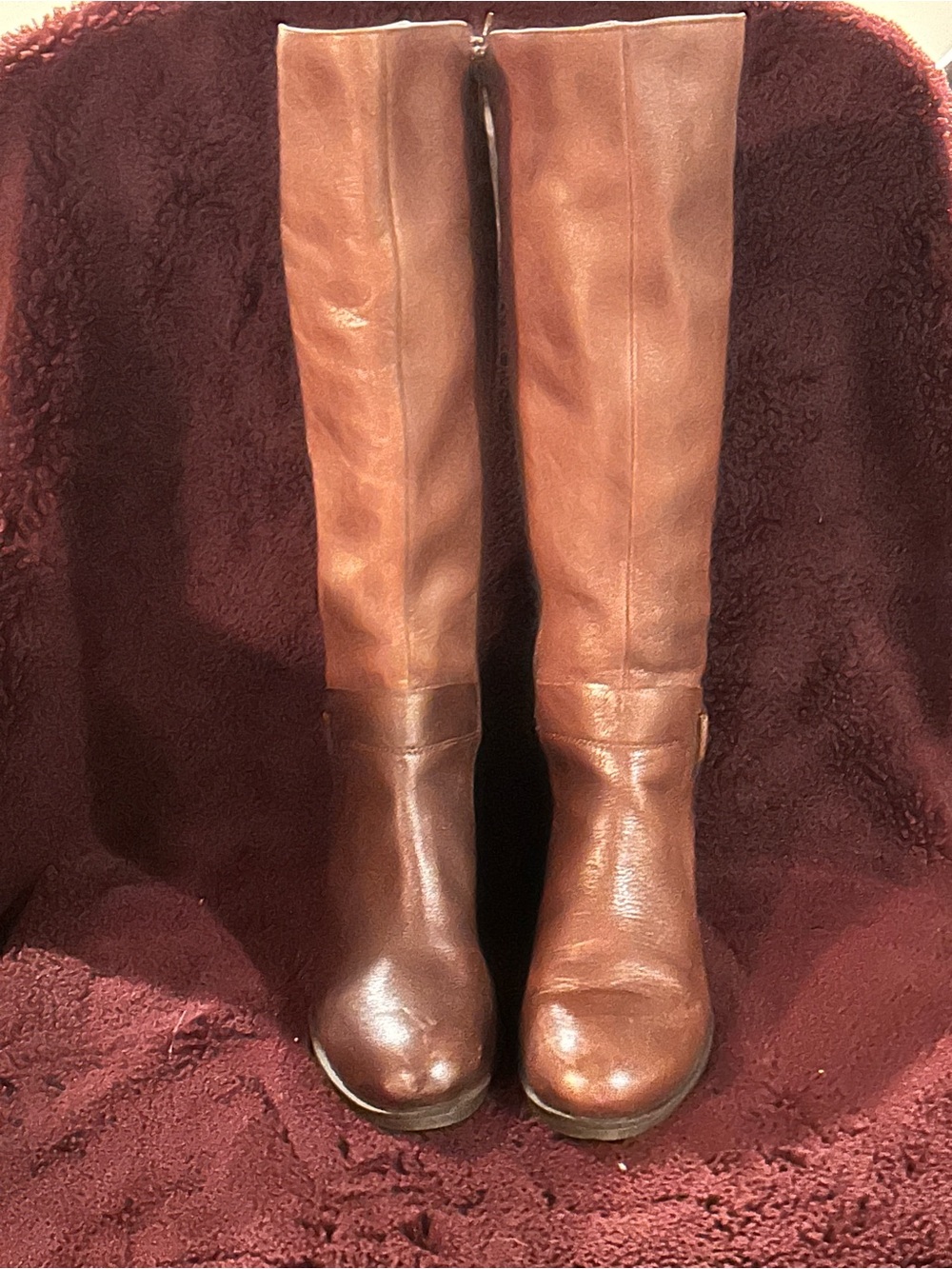 Guess Tall Brown Leather Heeled Riding Boots